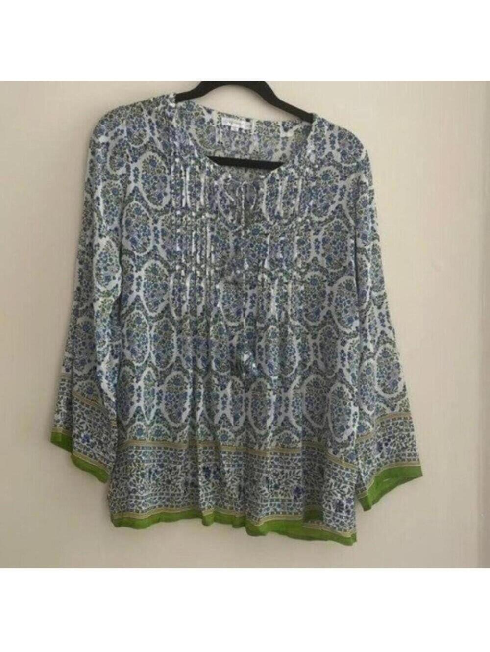 Love Kyla Boho Floral Print Semi Sheer Loose Fit Tunic Blouse Beachy